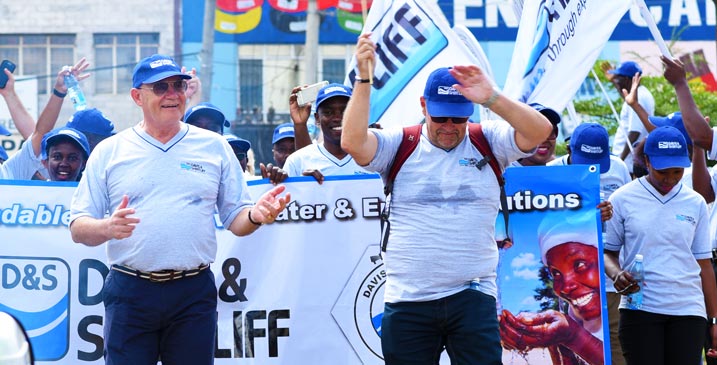 Mr. Alec Davis and Poul Mortensen leading the 70th anniversary Walk